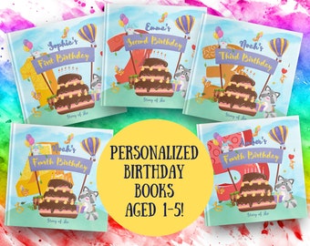 Personalize Book For Age 1 to 5 - Custom Child's Birthday Book, w/child and family name personalization, special birthday gift