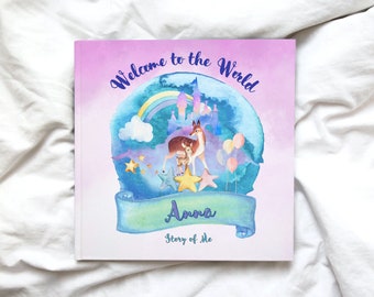 Custom Baby Book - Welcome to the World - Personalize Baby Book w/child or family name, great personalized gift for new parents