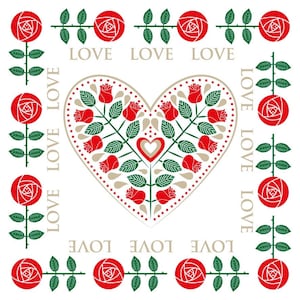 Valentines Card Scandinavian style design. ‘Two Dozen Red Roses’