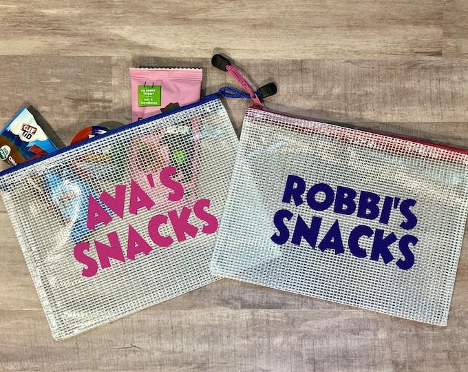 Personalized Kids Snack Pouch•Custom Snack Bag•Travel Snack Accessory•Reusable School Lunch Bag•Snack Box