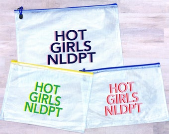 Needlepoint Bag•Needlepoint Project Bag•HOT GIRLS NDLPT Shadow Letters•Travel Bag•Supplies Bag•Stitches•Mesh Pouch•Gift For Stitcher