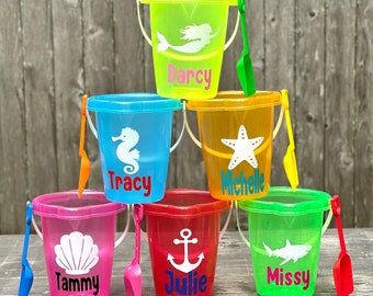 Personalized Kids Beach Buckets•Custom Sand Pail And Shovel•Beach Toys•Beach Theme Party Favors