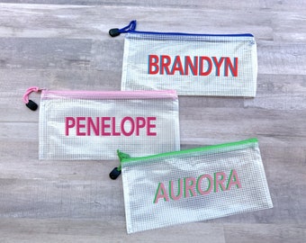 Personalized Shadow Name Pencil Case•Custom Monogram Zipper Bag•Travel Pouch