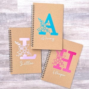 Personalized Floral Initial Name Notebook: Custom Girl Sketchpad, Tween Gift, Stocking Stuffer, Kid Party Favor