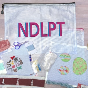 Needlepoint Bag•Needlepoint Project Bag•NDLPT Shadow Letters•Travel Bag•Needlepoint•WIP•Supplies Bag•Stitches•Mesh Pouch•Gift For Stitcher