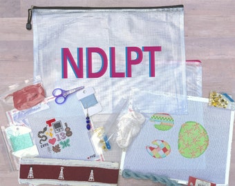 Needlepoint Bag•Needlepoint Project Bag•NDLPT Shadow Letters•Travel Bag•Needlepoint•WIP•Supplies Bag•Stitches•Mesh Pouch•Gift For Stitcher