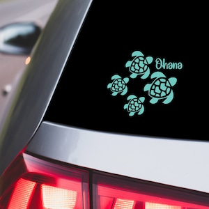 Sea Turtle Family Car Decal•Honu Decal•Ohana Decal•Oahu Car Decal•Sea Turtle Sticker•Hawaii Car Decal•Turtle Car Decal•Beach Car Decal