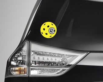 Pickleball Monogram Car Decal•Pickleball Sticker•Gift For Pickleball Player•Sports Bumper Sticker