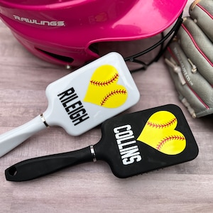 Personalized Softball Hairbrush•Softball Team Gifts•Softball Gift•Softball Brush•Sports Team Gifts•Custom Softball Gift•Softball Player Gift