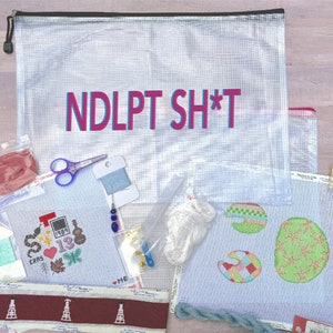 Needlepoint Bag•Needlepoint Project Bag•NDLPT SH*T Shadow Letters•Travel Bag•Needlepoint•Supplies Bag•Stitches•Mesh Pouch•Gift For Stitcher