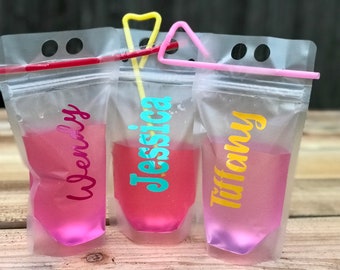 Personalized Adult Drink Pouches•Adult Beverage Pouch•Girls Weekend•Girls Trip•Bride Birthday Squad Gift•Bridesmaid Gifts•Spring Break Trip