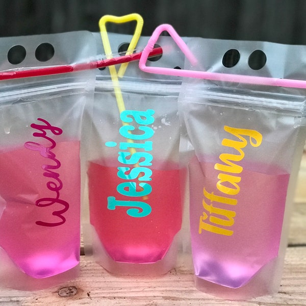 Personalized Adult Drink Pouch•Adult Beverage Pouch•Girl Weekend•Girl Trip Gift•Birthday Favor•Bridesmaid Gift•Booze Bag•Beach Cup Glass