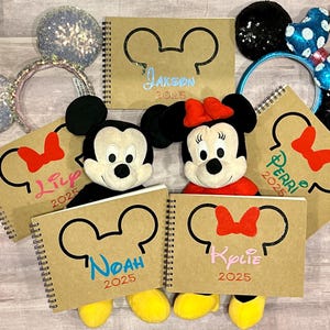 Personalized Autograph Book•Disney Character Signatures•Custom Girl/Boy Notebook•Kids Memory Notepad•Vacation Memories•Mickey Autograph Book