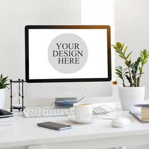 Instant Download Styled Stock Image, Home Office Desktop Computer Business Mockup, Laptop Mockup Template Interior Frame Mock Up Image #85