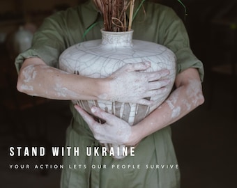Digital postcard Ukraine, Handmade Ceramics, Ceramic floor vase, Primitive pottery, Postcard, digital file, media file