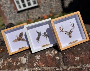 Unique Feather Art Framed, Personalised, Country Gift, birthday, Present, gift for her him, pheasant, stag, shooting