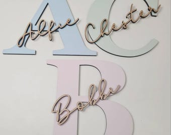 Personalised Wooden Name Plaque, Pastel Nursery Decor, Gift, Present, Handmade, Hand painted, Toy Box, Toy Room Decor, Unique, Bespoke