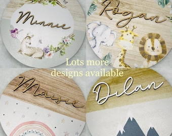 Personalised Nursery Name Plaque, Animals Decor, Baby Gift