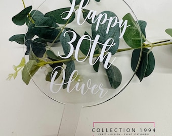 Personalised Acrylic Cake Topper | Custom Paddle Topper