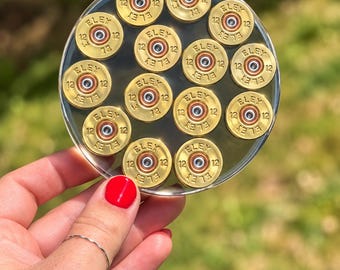 Handmade Resin Shotgun Cartridge Coaster, Recycled Brass, Fathers Day Gift, Dad Present, For Him, Country, Shooting, Shotgun, Game, Rifle