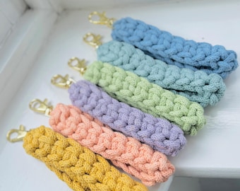 Handmade Crochet Wristlet Keyring, Boho Car Key Strap