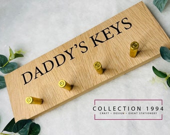 Rifle Shell Key Holder, Oak Veneer, Handmade Key Rack