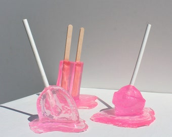 Hot pink twin popsicle double stick resin melting popsicle plus 1 blow pop and 1 sucker sculpture, find out more.