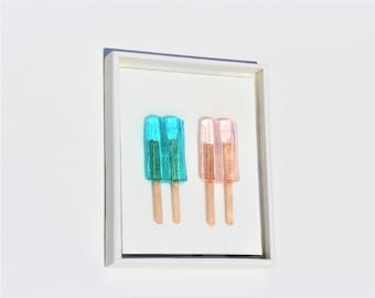 Resin twin popsicle double stick sucker sculpture 3D wall art find out more.