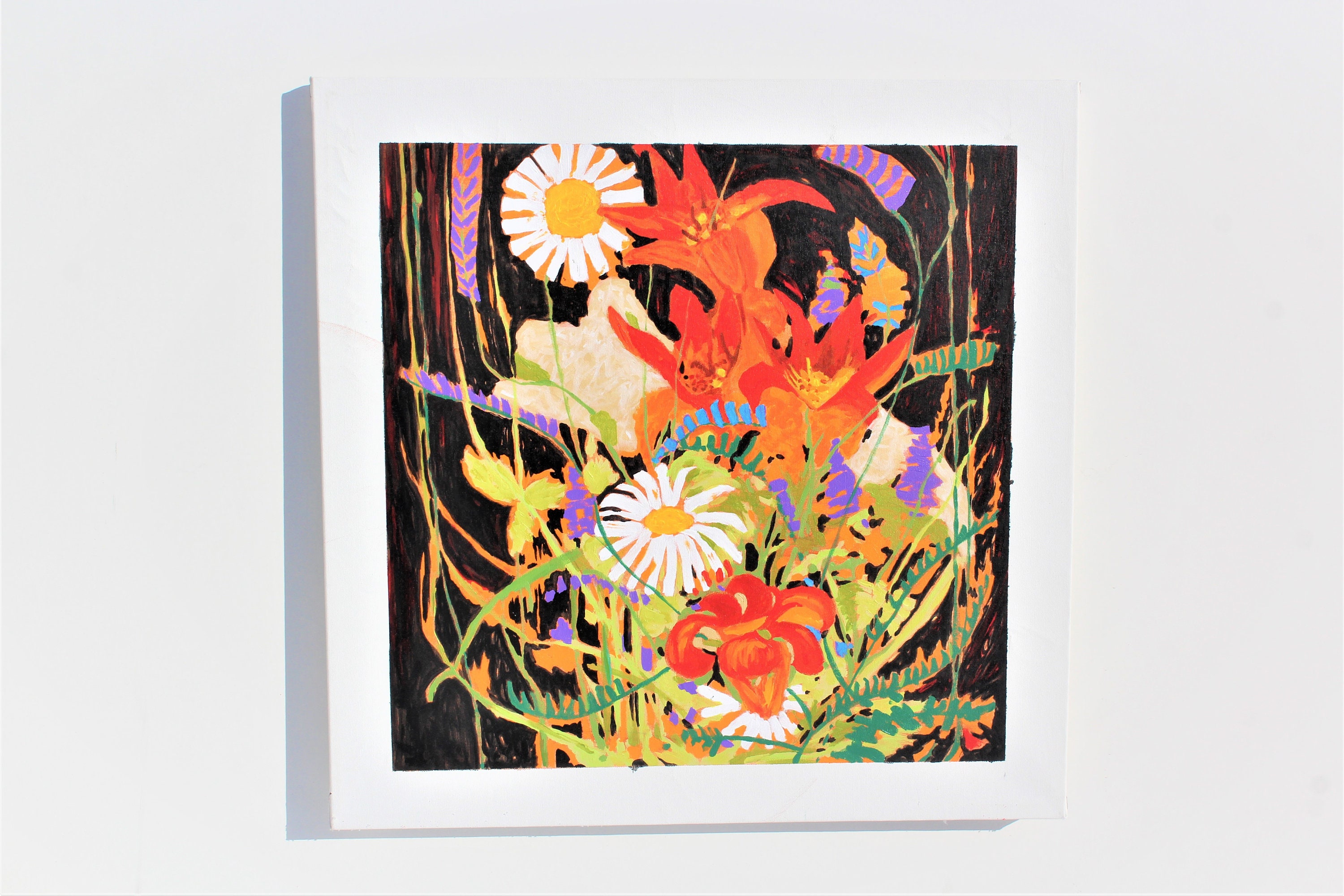 Large Acrylic Tom Thomson Inspired Painting Wildflower Floral Etsy