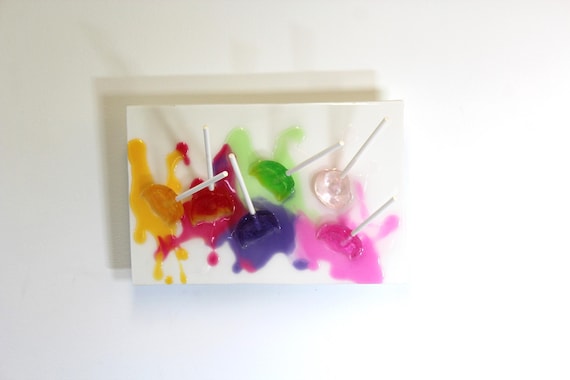 Melting Blow Pop Resin Wall Art, Colorful Candy Sculpture