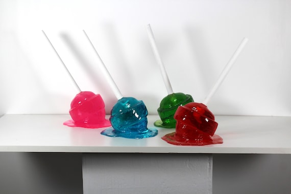 Giant oversized 12" tall blow pop lollypop tootsie pop melting resin sculpture, pick your color find out more.