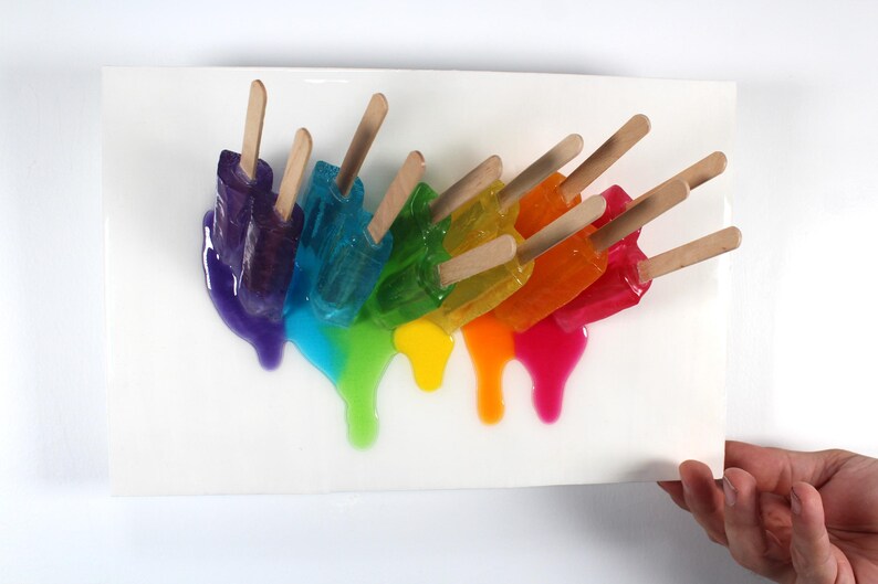 Fractal Popsicle Pride Melting Resin Wall Art Colorful Bright Pops of