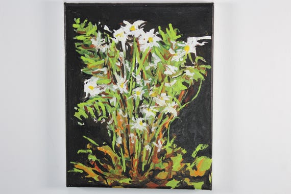 Acrylic back yard painting title: Ferns and daisies aesthetic painting for the wall find out more.