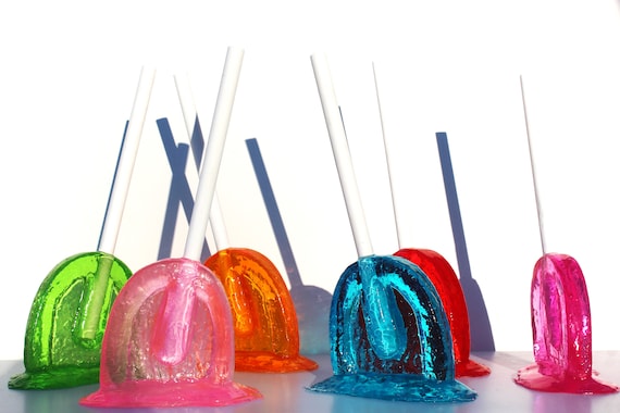 Giant oversized suckers lollypops tootsie pops melting resin sculpture 14" tall, pick your color find out more.