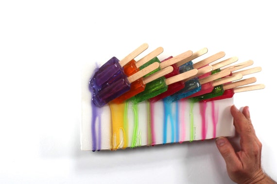 Popsicles melting down the wall fractal 3D art.  Colorful fun resin wall art find out more.