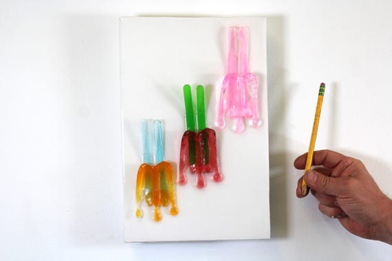 Popsicles melting down the wall fractal 3D art.  Colorful fun resin wall art find out more.