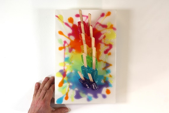 Fractal popsicle pride splat on the wall resin art colorful bright pops of color find out more