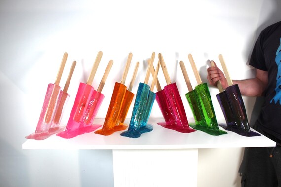 12" tall giant oversized resin twin popsicle double stick melting sucker sculpture pick your color find out more.