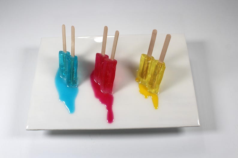 Popsicles Melting Down the Wall Fractal 3D Art. Colorful Prime Colors