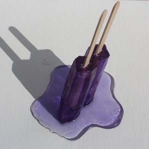 Resin twin popsicle double stick melting sucker sculptures, pick your color, find out more. image 6