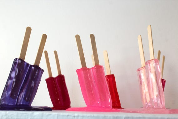 6 Resin twin popsicle double stick melting sucker sculptures Hot colors listed below find out more.