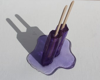 Resin twin popsicle double stick melting sucker sculptures, grape purple, find out more.