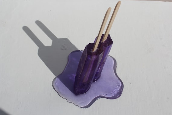 Resin twin popsicle double stick melting sucker sculptures, grape purple, find out more.