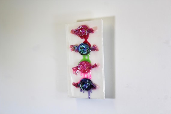 Resin candy melting down the wall fractal 3D art.  Colorful fun resin wall art find out more.