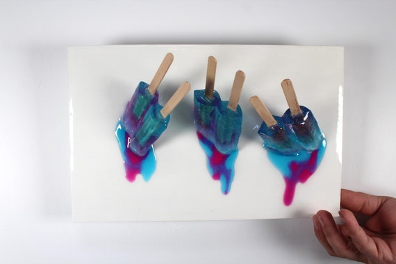 Hot and cool popsicles melting resin sculpture 3D wall art find out more.