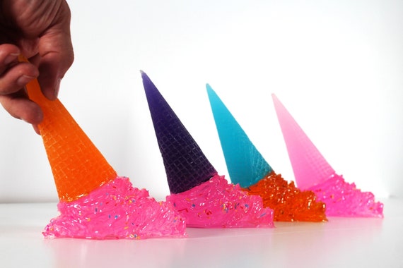 Resin melting ice cream sculptures with sprinkles pick your cone color find out more.