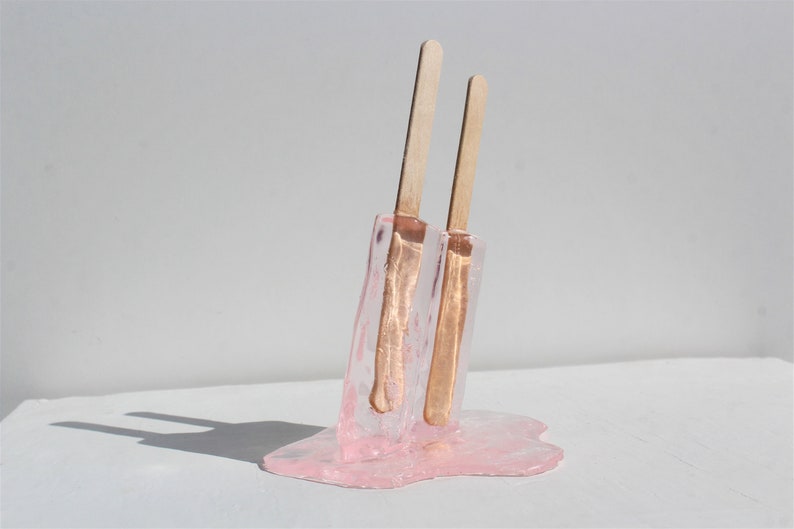 Resin twin popsicle double stick melting sucker sculptures, pick your color, find out more. image 2