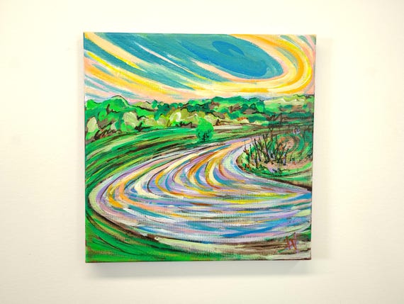 Original Acrylic Painting: Around we go Landscape, 10"x10" (2026)