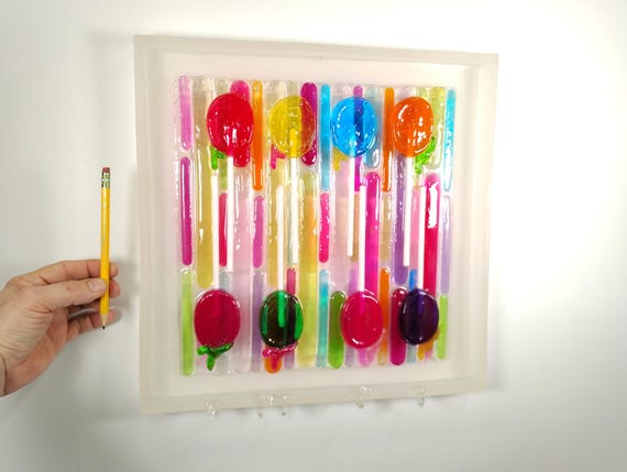 Melting Resin Sucker Wall Hanging Sculpture – Colorful Whimsical Candy Art