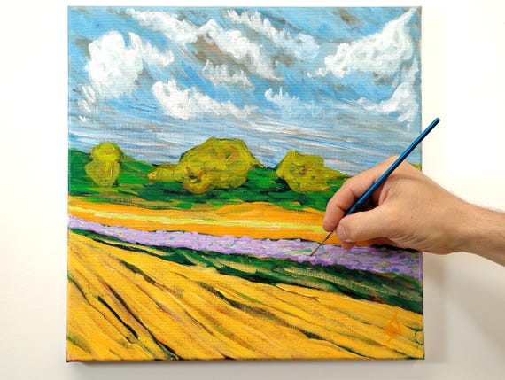 Original Acrylic Painting: Prairie plains Landscape, 14"x14" (2026)